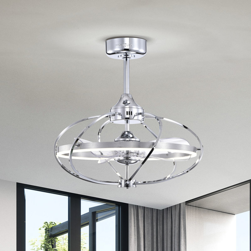 Elisabeta Chrome Ceiling Fan Chandelier with LED Light and Remote