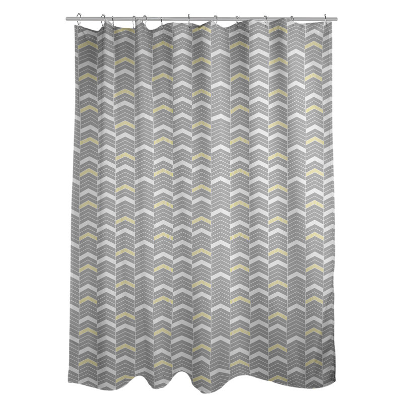 Rideau de douche simple à chevrons, Jaune