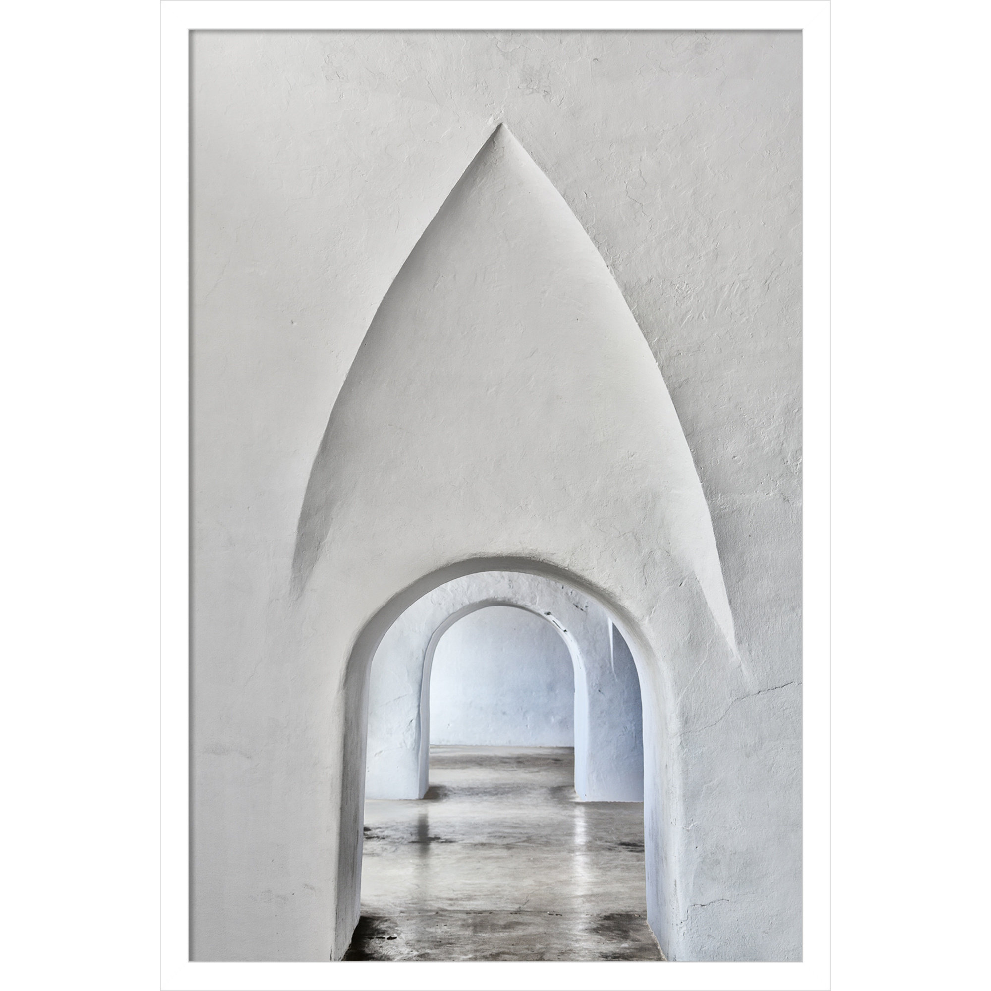 Through Old San Juan by Golie, 26" H x 18" W, White Framed