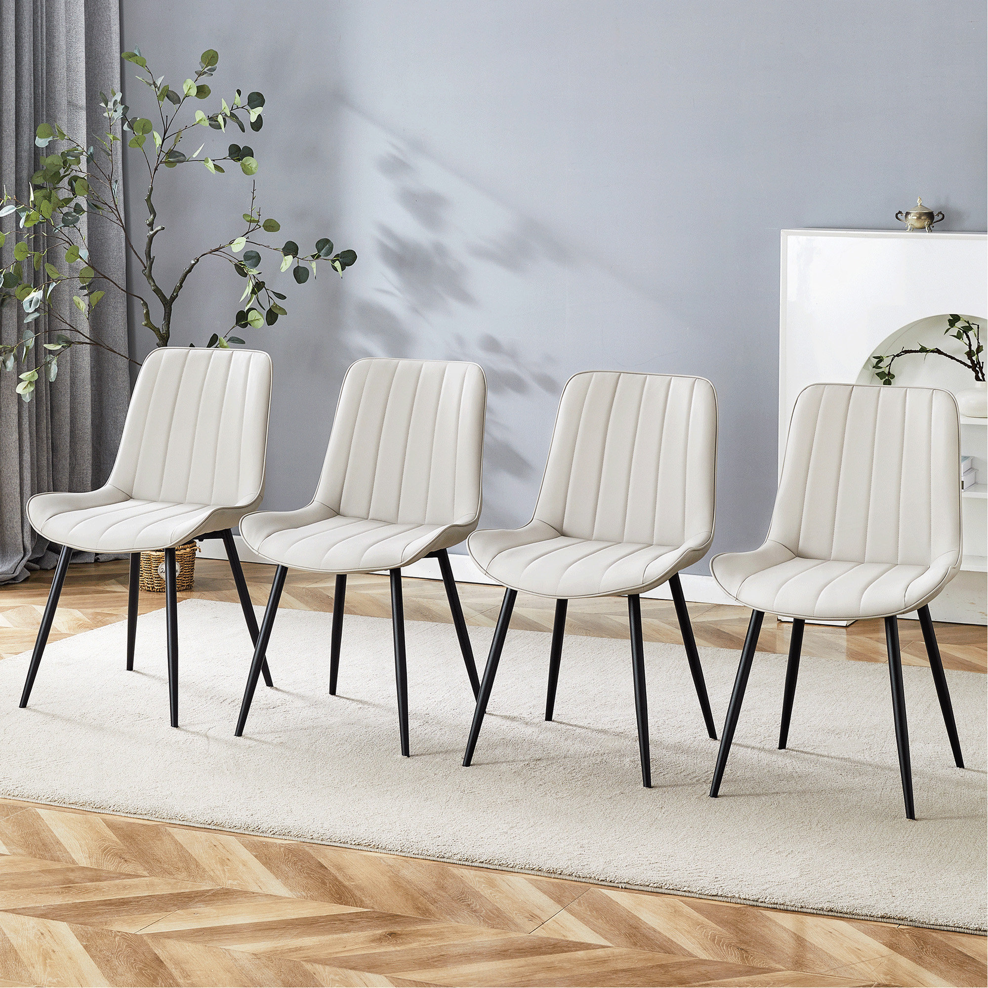 Latitude Run® Extended Seat Cushion PU Dining Chair Set - Four Pieces ...