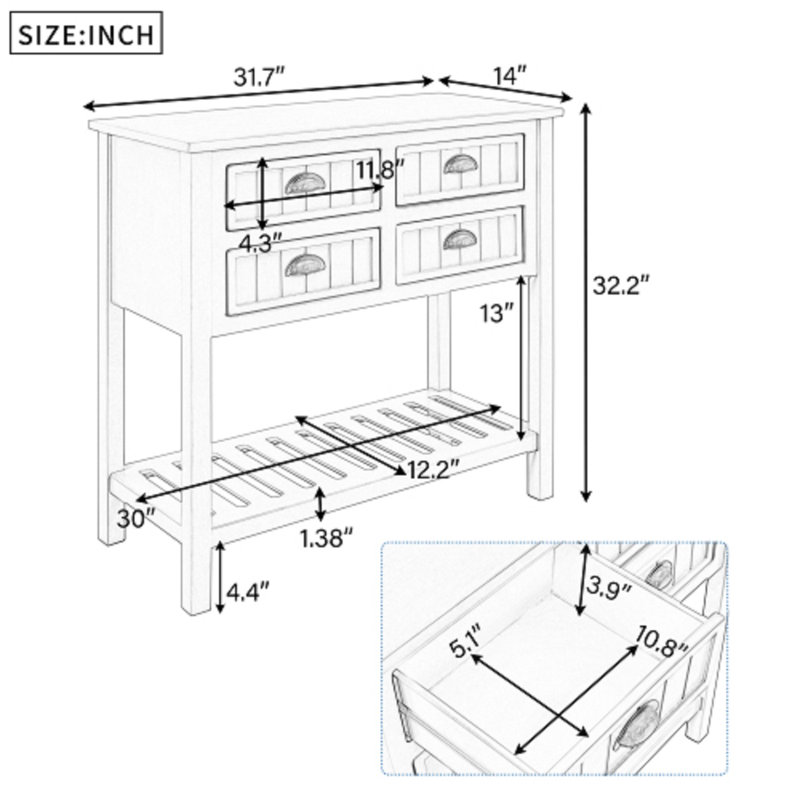 Buffet de 31,7 po de largeur, Blanc