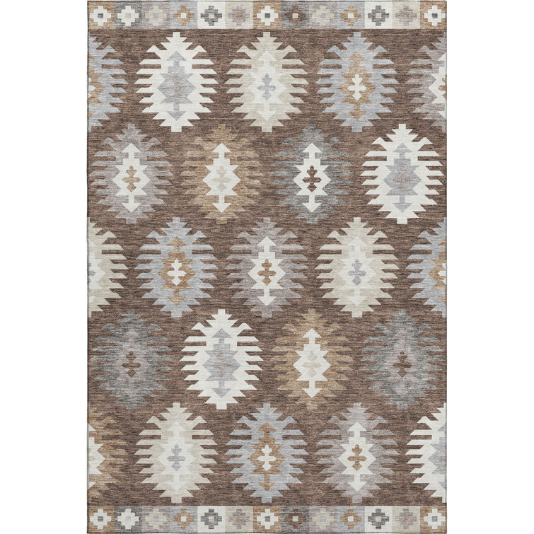 Premium Machine Washable Prisco Brown Rug