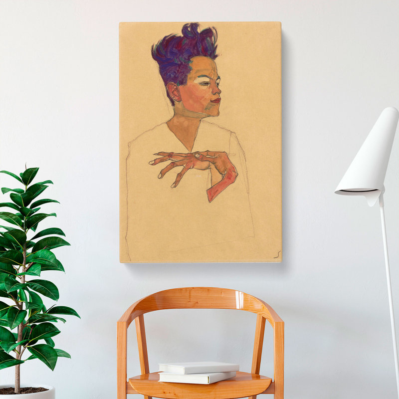 Self-Portrait Vol.5 by Egon Schiele - Wrapped Canvas Painting, 50cm H x 35cm W x 3cm D