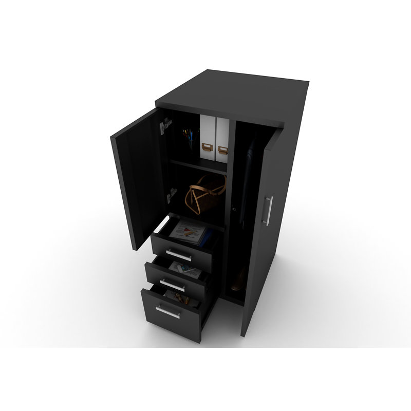 Interra Steel Filing Storage Cabinet with 3 Drawers, Interlock System, Smooth Open-Close,Right, Black