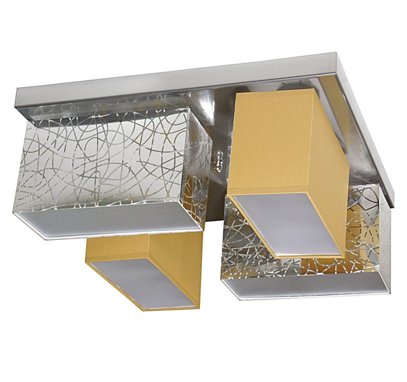Pascoe Fabric Semi Flush Mount, Silver/Honey