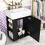 Meuble-lavabo compact avec lavabo en céramique, porte à losanges, tablette réglable et barre à serviettes intégrée-876579997
