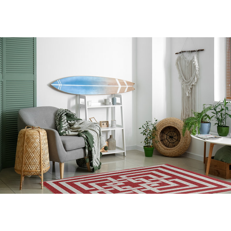 Tapis rouge / blanc à tissage plat Lingebach, Rectangle 4 pi x 6 pi