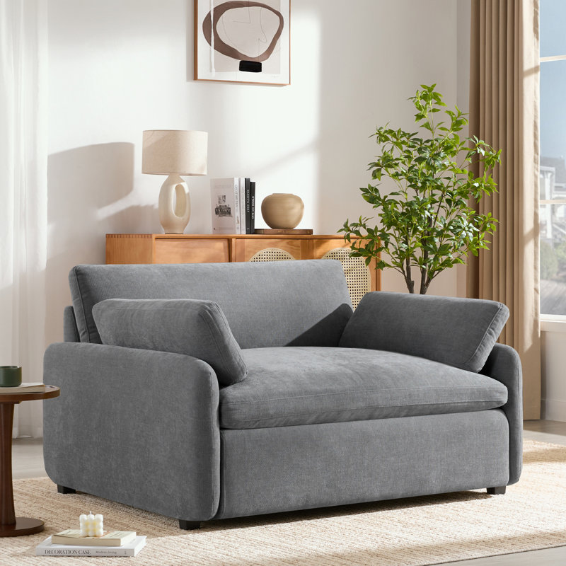 Canapé simple en chenille avec coussin, Gris