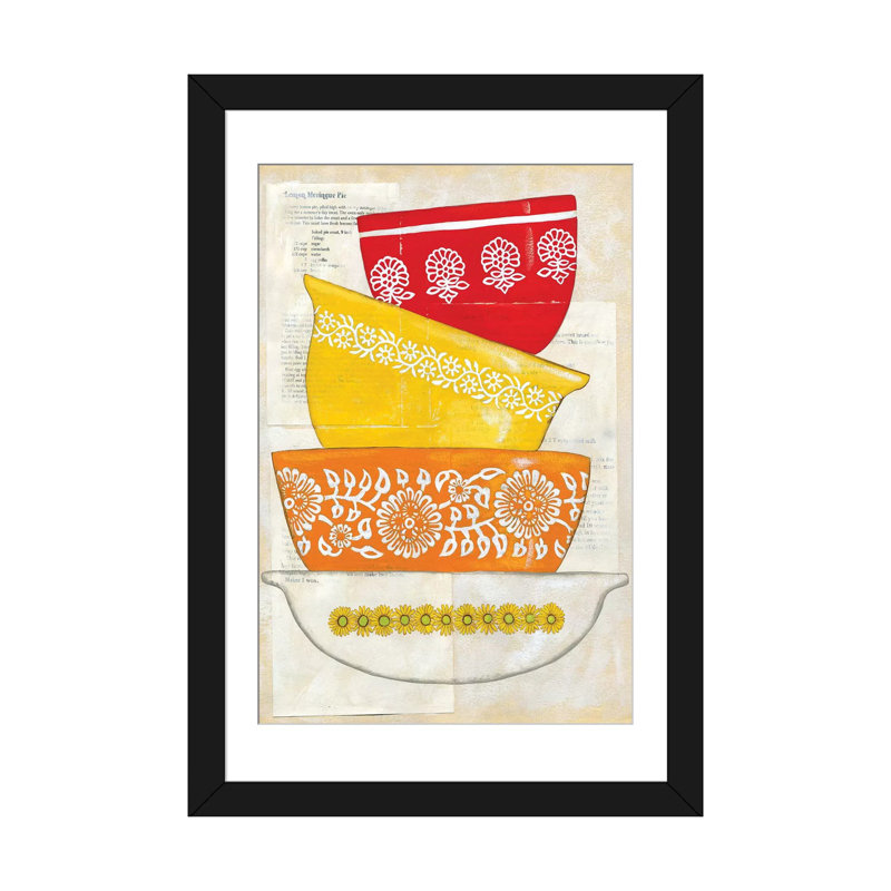 «Retro Ware I», impression sur toile, Papier d'art encadré noir, Blanc, H 24 po x l 16 po x P 1 po