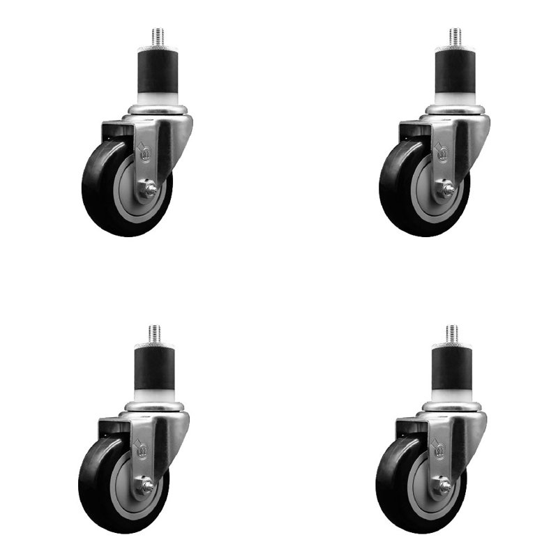 Ensemble de roulettes extensibles 3,5 pouces pivotant 3,5 pouces, Noir