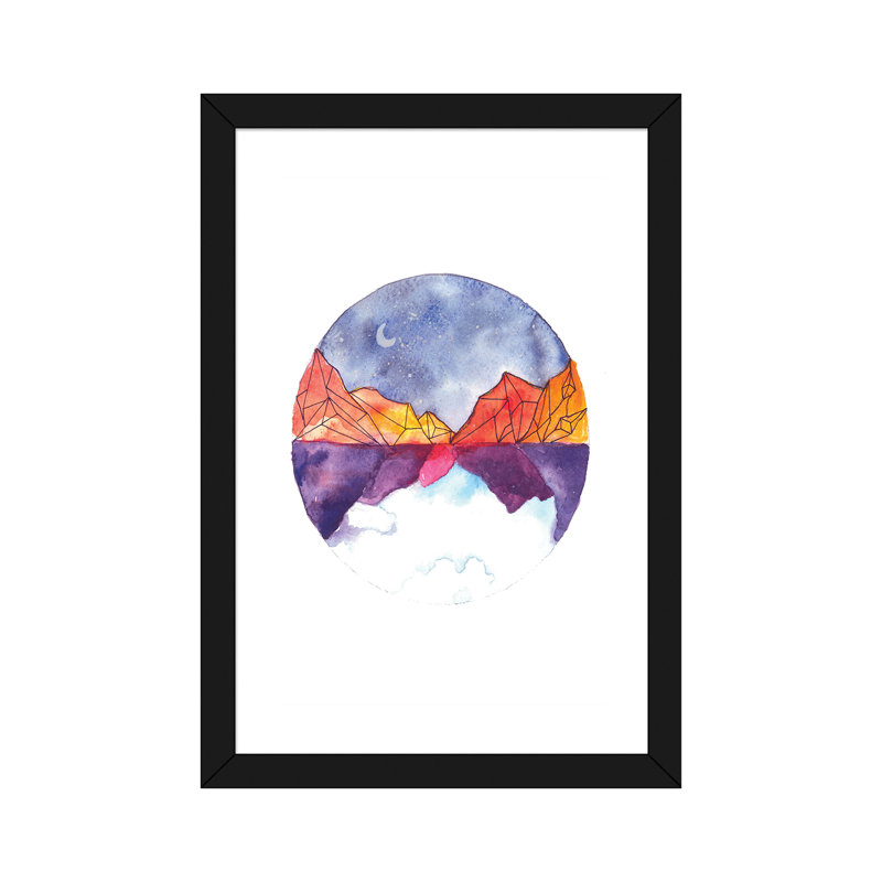 Art circulaire, H 24 po x l 16 po x P 1 po, Papier avec cadre noir