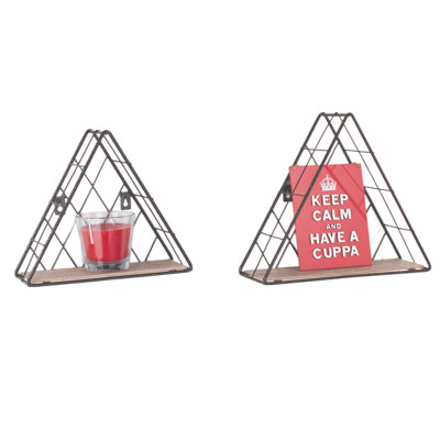 Clarisa 2 Piece Wall Shelf Set, Triangular Wire Design