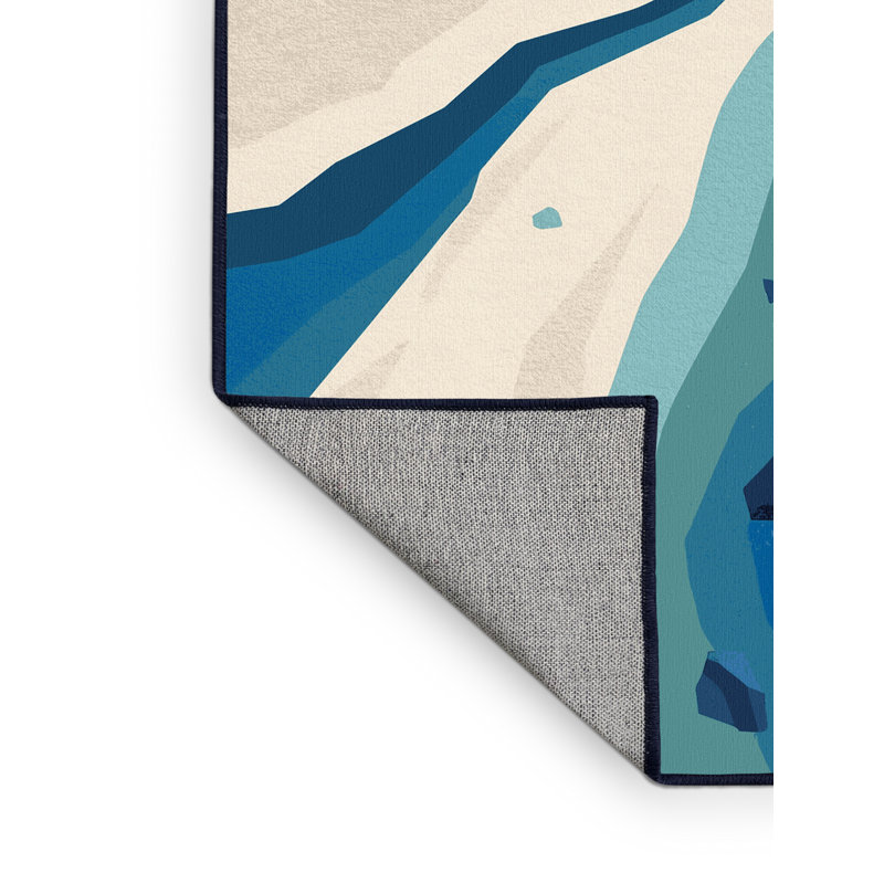 Tapis géométrique beige et moderne délavé à la machine Outhe, Rond 6 pi
