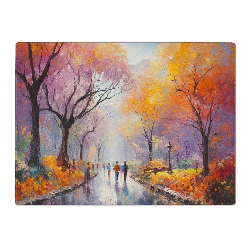 Central Park Impressionism  Glass Chopping Board