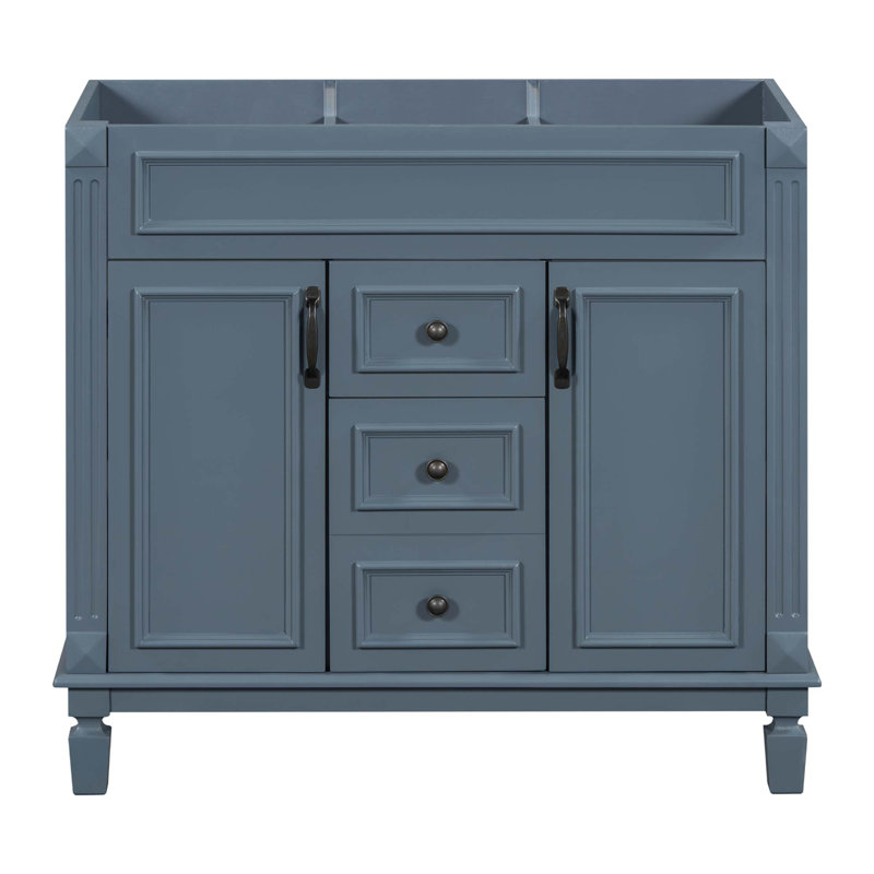 Meuble-lavabo 36 po sans lavabo supérieur, armoire seulement, armoire de rangement moderne avec 2 portes à fermeture douce et 2 tiroirs
