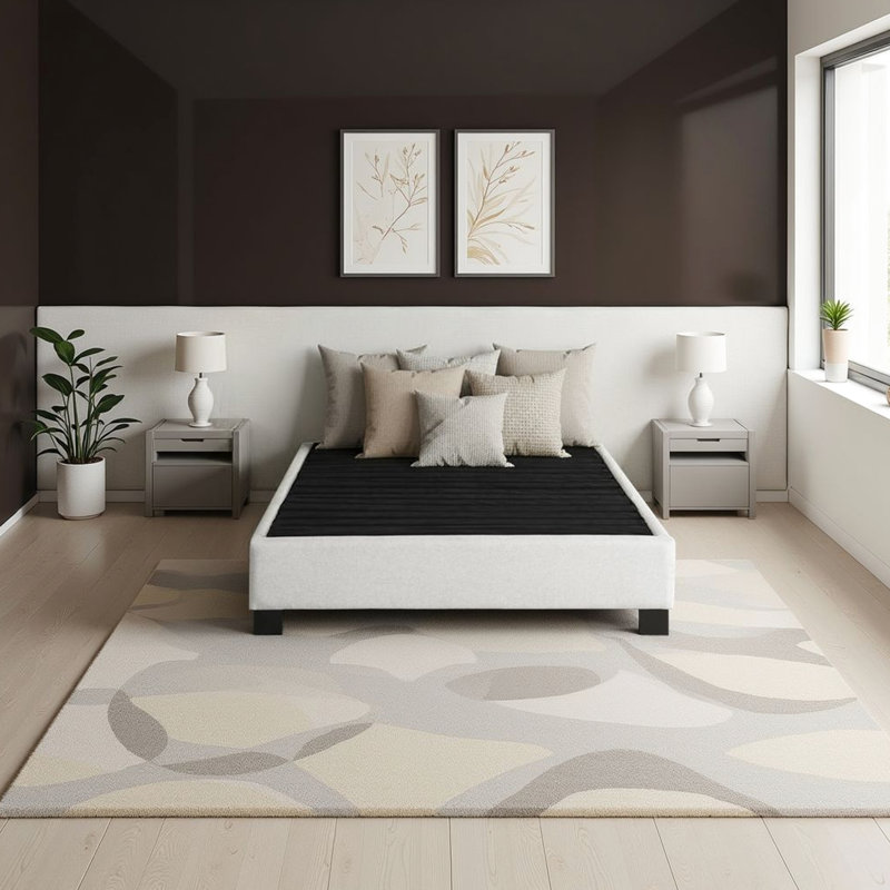 Oatmeal Modern Queen Bed