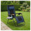 Très grand fauteuil zéro gravité avec siège de 30 po de largeur - Fauteuil inclinable de patio pliable d'une capacité de 400 lb avec porte-gobelet, noir et bleu