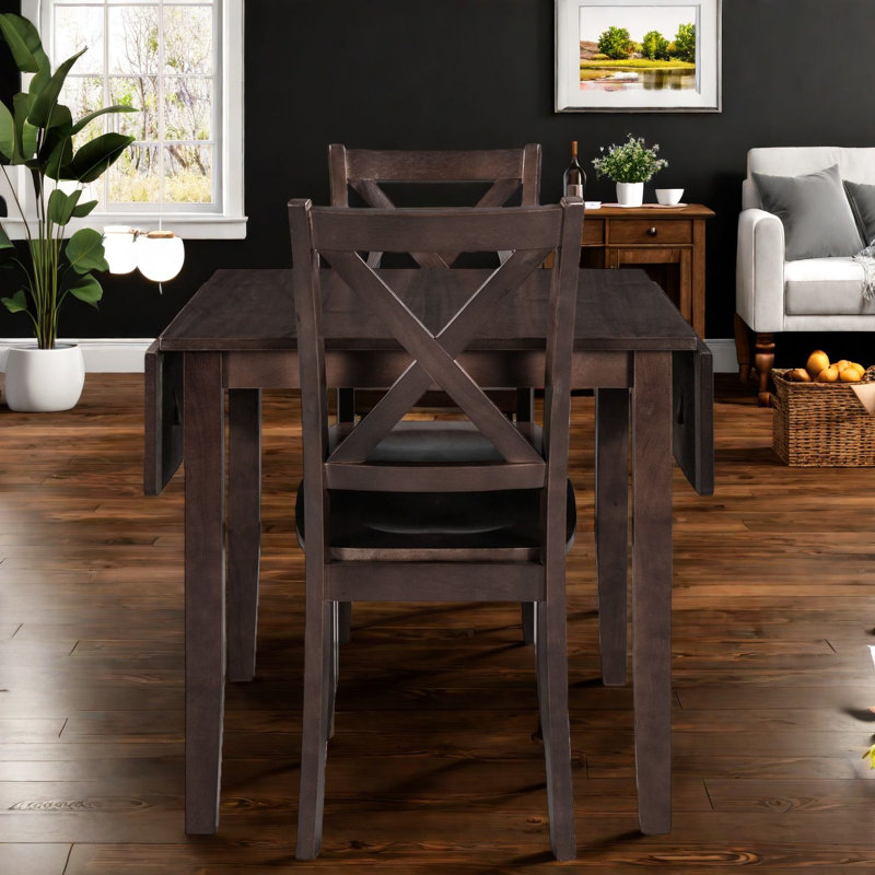 Space-saving Wood Dining Table Sets With Chairs, Extendable Espresso Design