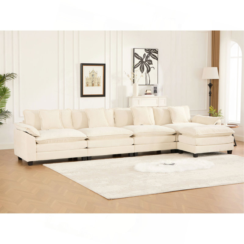 Accoudoirs plus larges, canapé modulaire moderne, pour chambre à coucher et appartement dans le salon, coussin de siège rembourré à double couche confortable, tissu chenille respirant