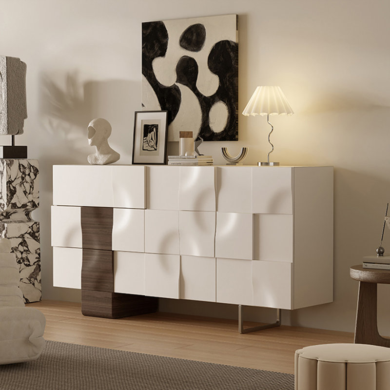 Buffet décoratif moderne en bois manufacturé blanc massif, H 35,43 po x l 55,12 po x P 15,75 po, Blanc