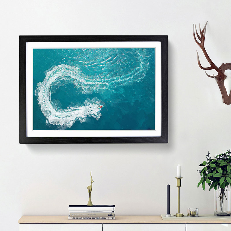 Speed Boat in Portugal in Abstract - Picture Frame Graphic Art Print, 36cm H x 48cm W x 2cm D, Black Framed