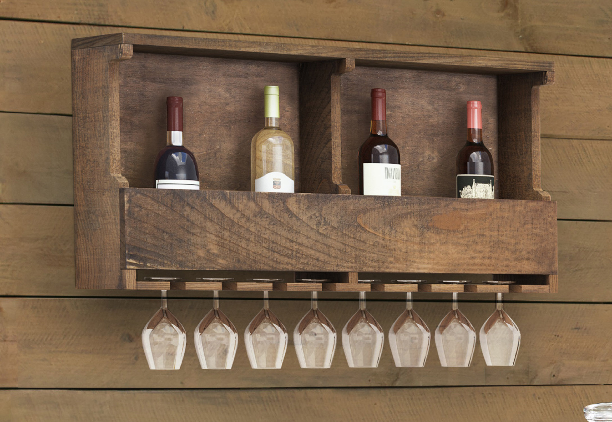 Trent Austin Design Rundell Wall-Mounted Solid Pine/Reclaimed Wood Wine ...