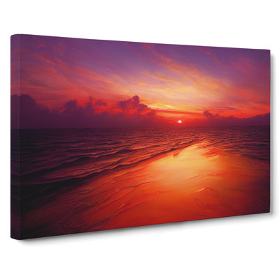 Riveting Ocean Sunset - Wrapped Canvas