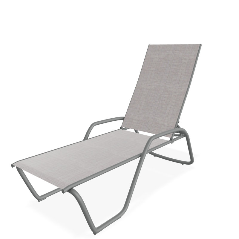 Outdoor Rust-Resistant Metal Chaise Lounge, Textured Graphite, Sand Dollar