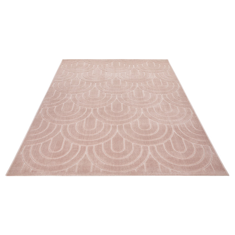 Geometric Pile Low-Effect patterned Machine Woven Dusty Pink Area Rug, Rectangle 240 x 330cm