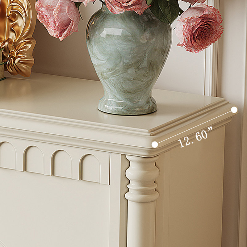 Beige Solid + Manufactured Wood Freestanding Fireplace