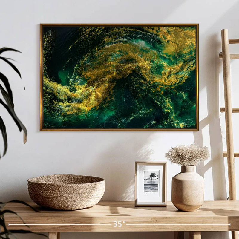 Vagues d'eau, Cadre flottant doré, 19 po x 13 po