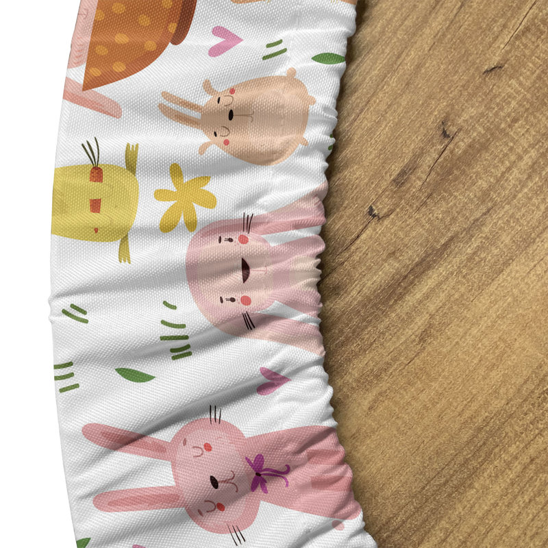East Urban Home Bunny Fitted Round TableclothMulticolor 79471, 51.97" Round