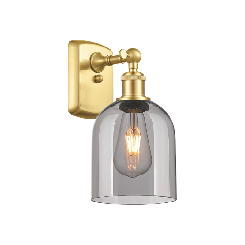 Anacaren Steel Armed Sconce, Satin Gold, Light Smoke
