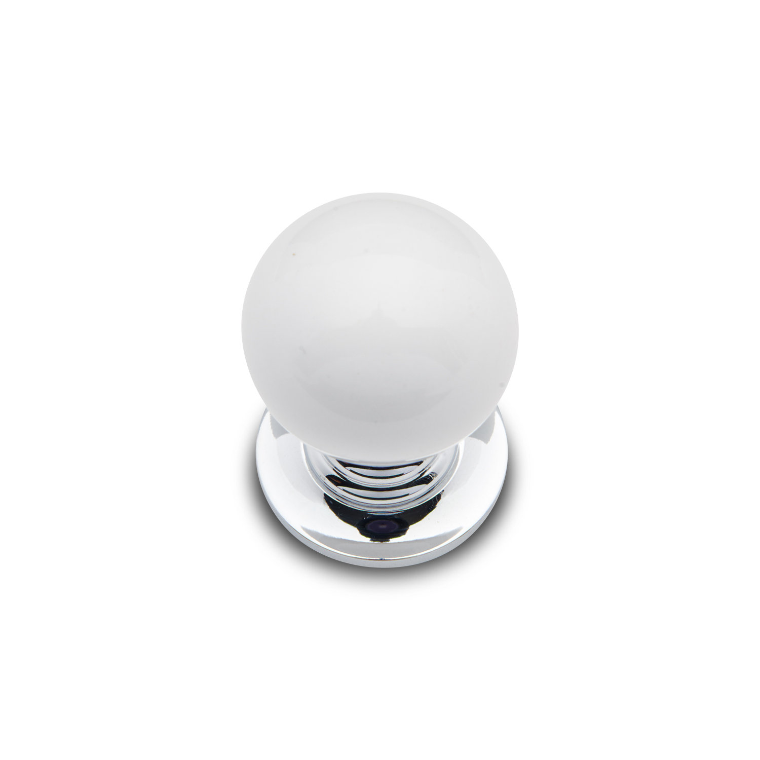 CK Series Globe Porcelain Cabinet Knob, White/Polished Chrome, 1"