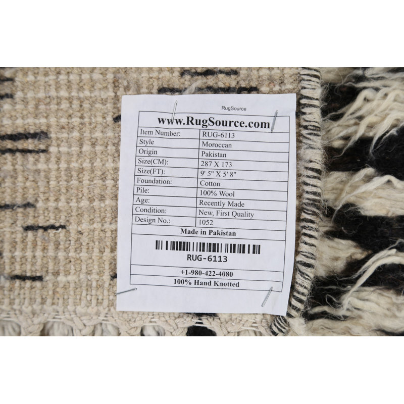 One-of-a-Kind 5'8" X 9'5" New Age Wool Area Rug in Ivory