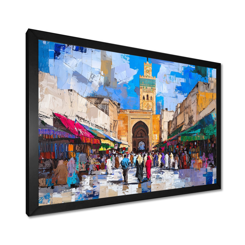 Décoration murale paysage marocain Fez, Reproduction encadrée d'une seule photo sans pass, Noir, H 12 po x l 20 po