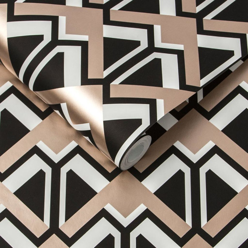Beau Geometric Metallic Wallpaper Roll, Gatsby