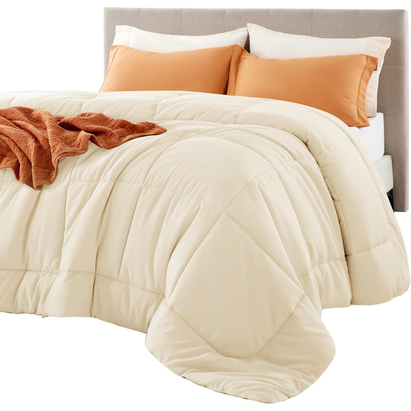 Bedsure Comforter Duvet Insert - Quilted Comforters, Cream, Oversized Queen