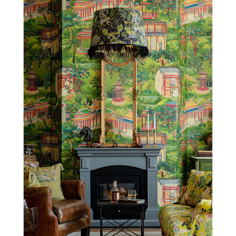 Chinese Garden Toile Wallpaper Roll