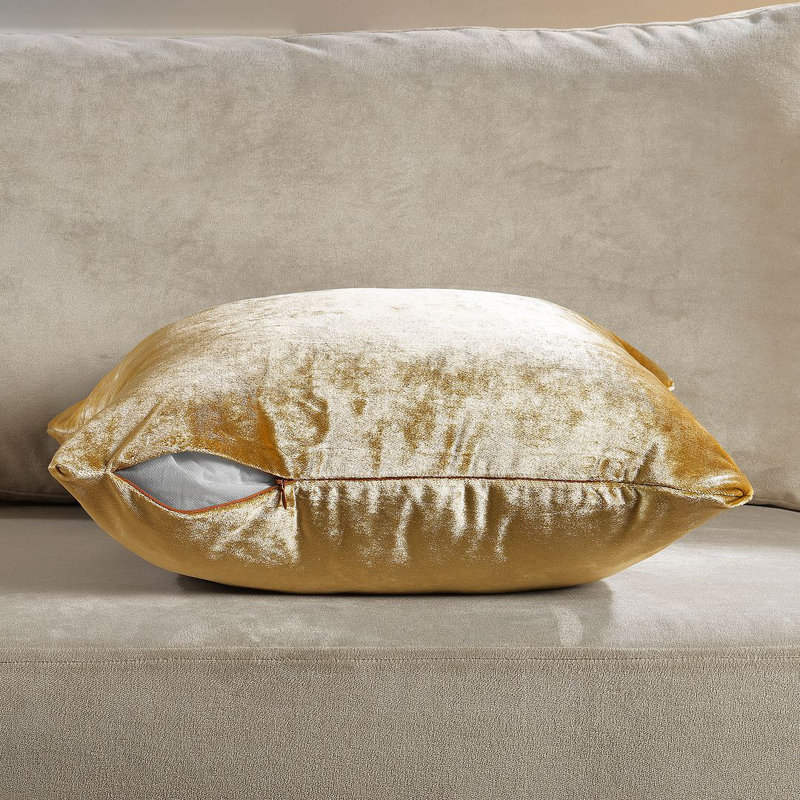 Housse de coussin en velours brillant, Carré de 26 po, Jaune souci