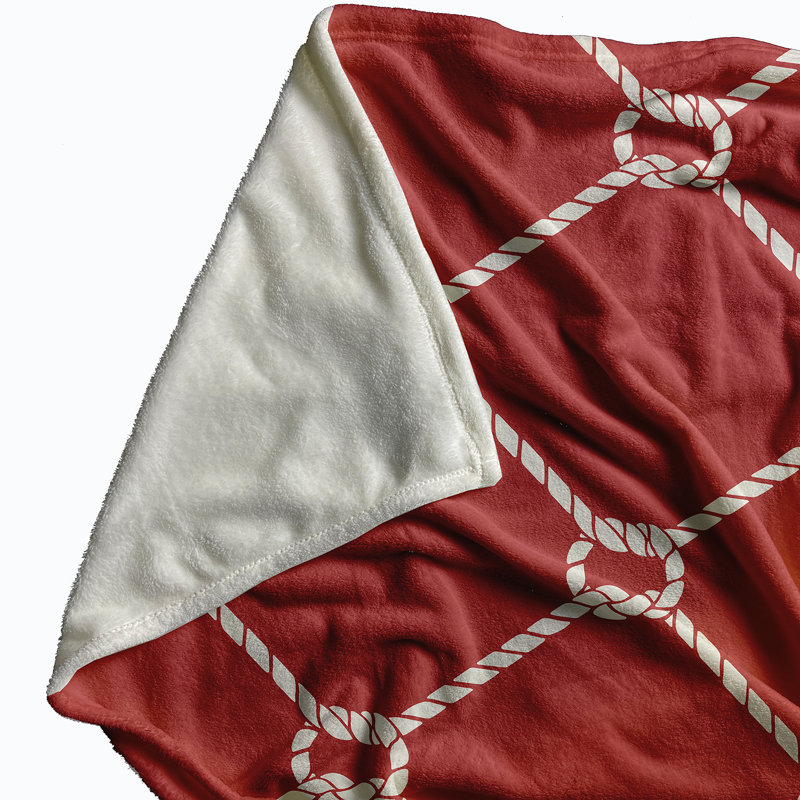 Nautical Nights Fleece Throw Blanket, 50" W x 60" L, 1.85, Ligonberry Red