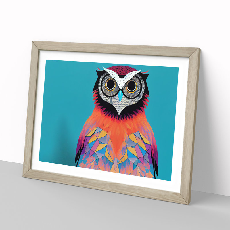 XH1022-8708X Supreme Owl - Single Picture Frame Print, 25cm H x 34cm W x 2cm D, Oak
