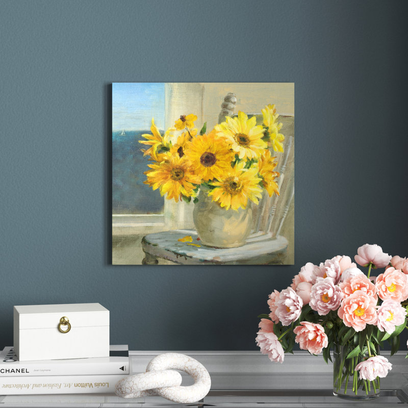 Sunflowers By The Sea Crop Light by Danhui Nai - Painting, 51cm H x 51cm W, Wrapped Canvas
