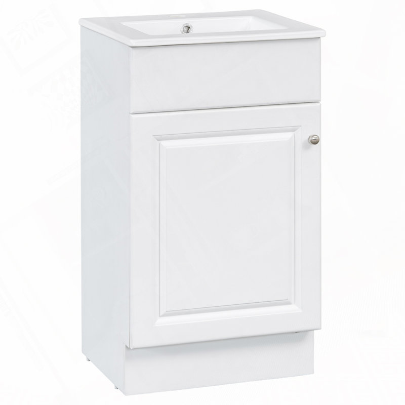 Meuble-lavabo 20 po avec lavabo en céramique, tablette réglable, Blanc / blanc