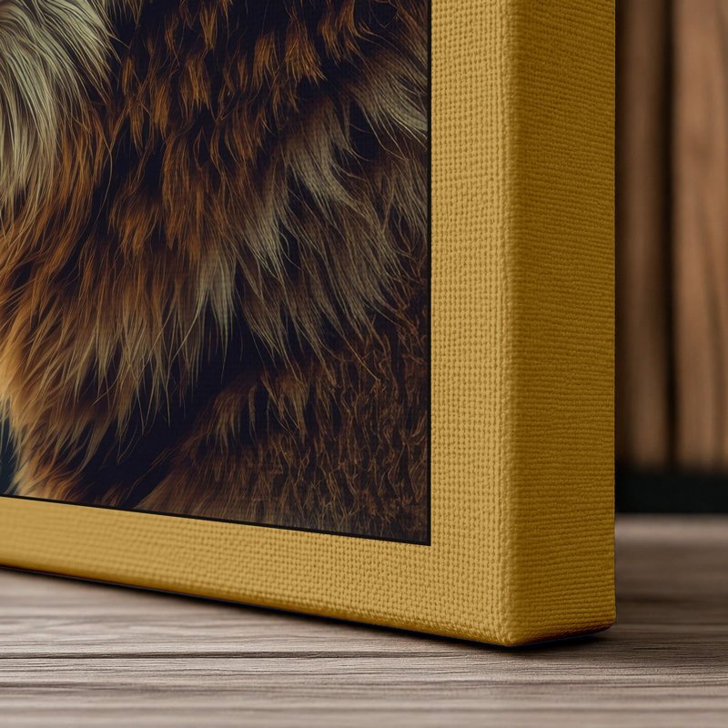 Wolf in Profile Boho - Wrapped Canvas, 18x12 - 45.7 x 30.5 cm, Ochre Border