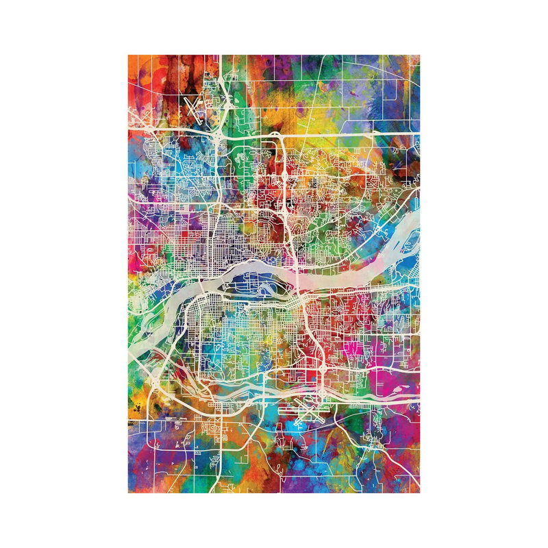 Quad Cities Street Map III by Michael Tompsett - Wrapped Canvas Gallery-Wrapped Canvas Giclée, 30.48 cm H x 45.72 cm W