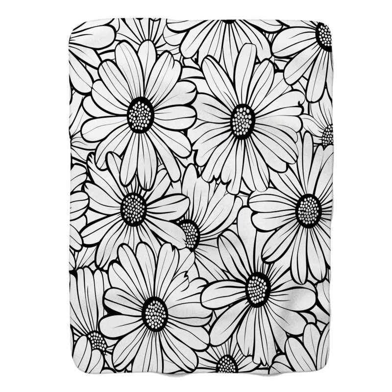 Contour des fleurs à colorier - 1 pièce Sherpa Premium, Grand lit