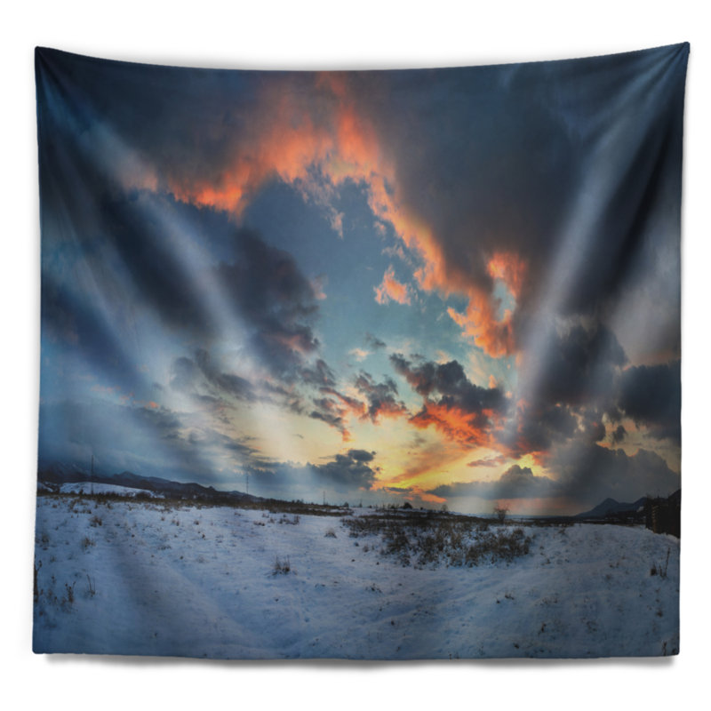 Photographie de paysage tapissier ciel d'hiver foncé, H 32 po x l 39 po