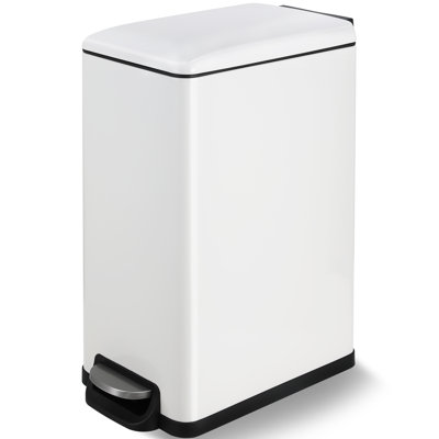 Poubelle de cuisine mince de 13,2 gallons avec couvercle, poubelle en acier inoxydable de 50 L, grande poubelle de cuisine, poubelle à pédale avec pédale et seau intérieur, poubelle de salle de bain