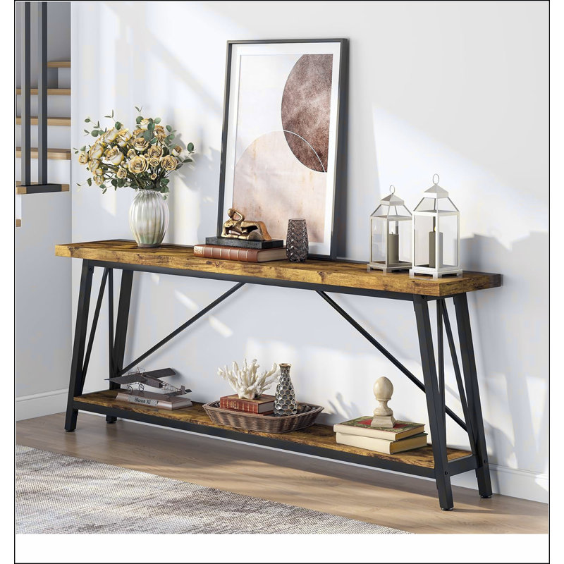 70.9" Extra Long Sofa Table Behind Couch, Industrial Entry Console Table for Hallway, Entryway & Living Room